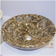 Dark emperador Mosaic sink